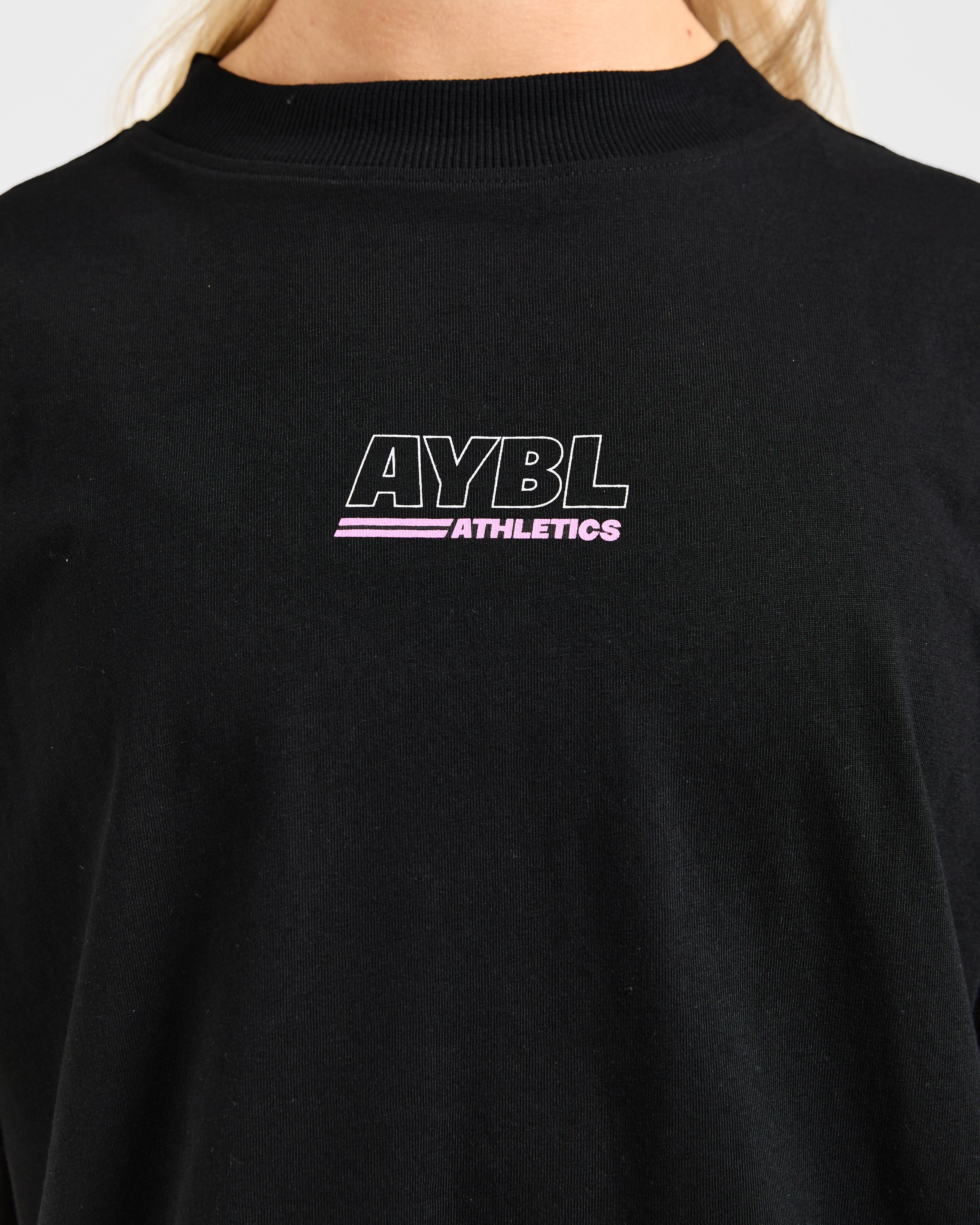 Athletics Track Oversized T Shirt - Black/Pink