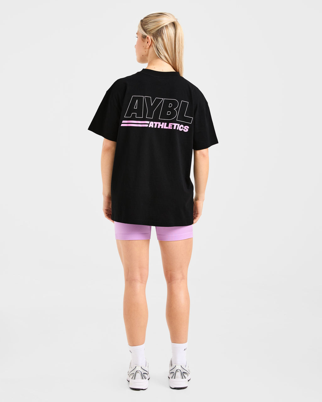 Athletics Track Oversized T Shirt - Black/Pink