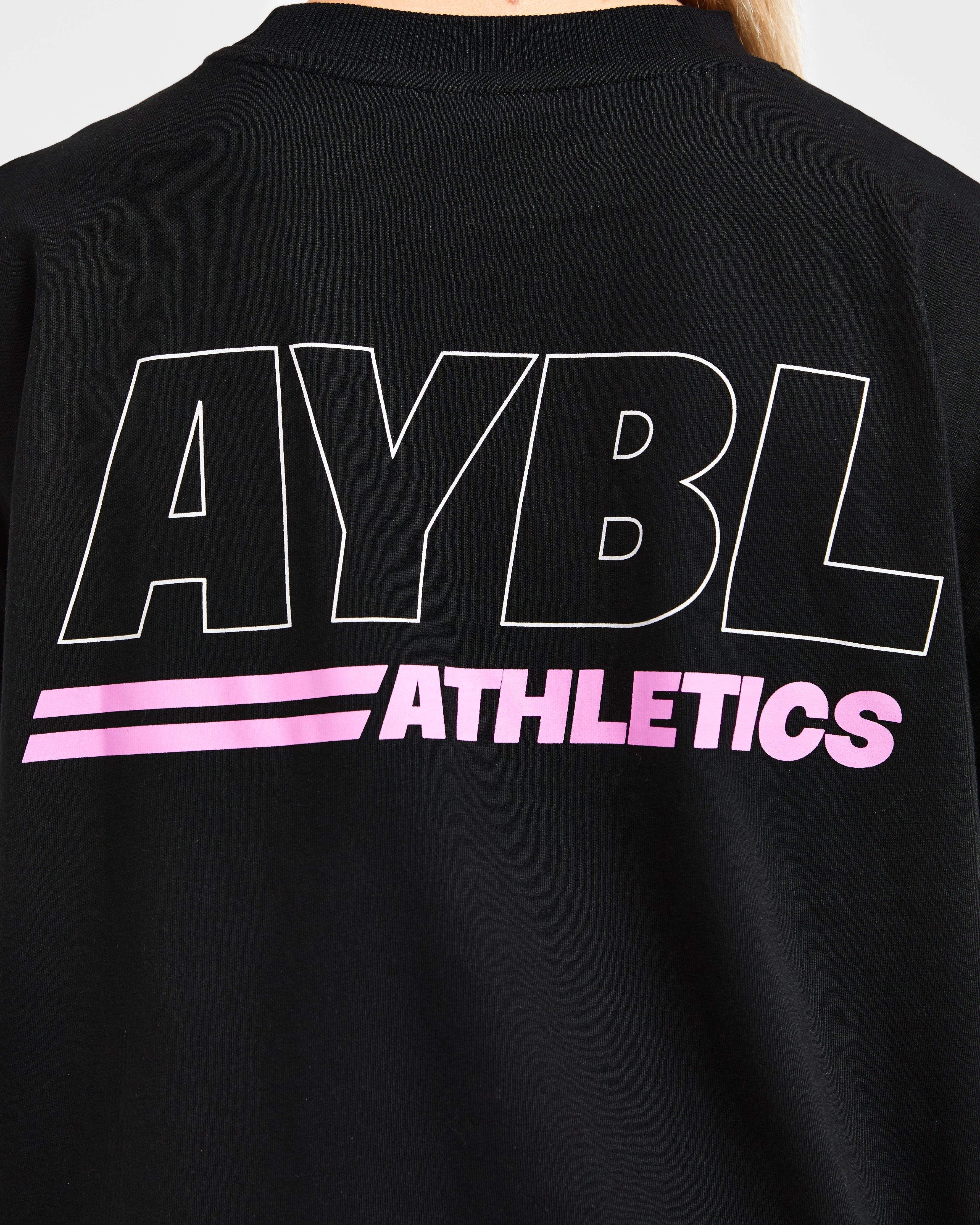 Athletics Track Oversized T Shirt - Black/Pink