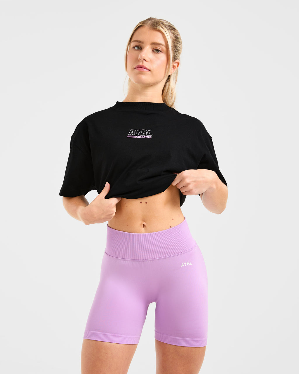 Athletics Track Oversized T Shirt - Black/Pink