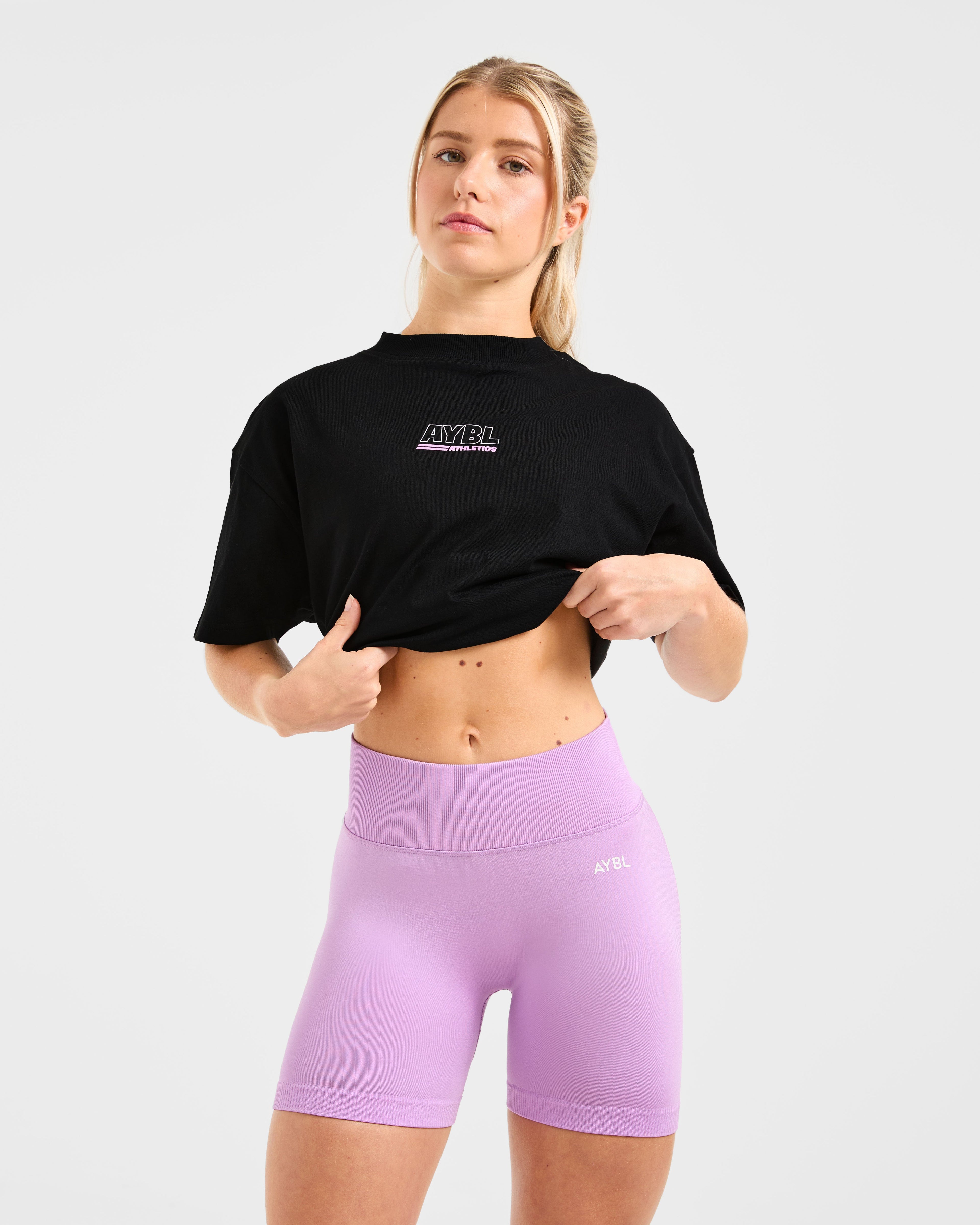 Athletics Track Oversized T Shirt - Black/Pink